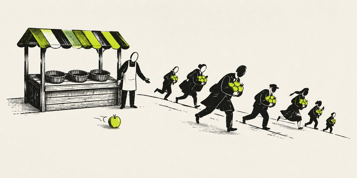 Illustration for the lead story: Seeker Net sells out in seconds, then the sellers rush in